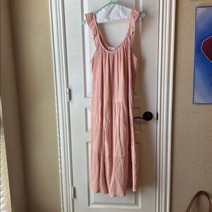 Four Dreamers Pink slub cotton midi dress soft boho bohemian western resort